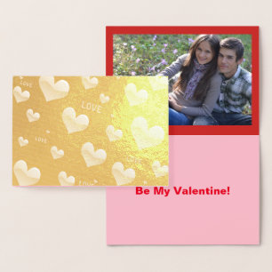 Carte Dorée Valentine's Love and Hearts, Ajouter une photo et 