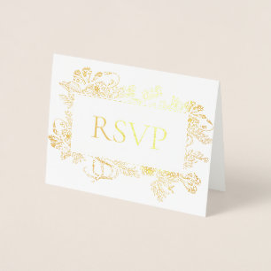 Carte Dorée Véritable Gold Foil Floral Line Art Wedding RSVP F