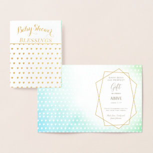 Carte Dorée Véritable Gold Foil Hearts Baby showers Bénédictio