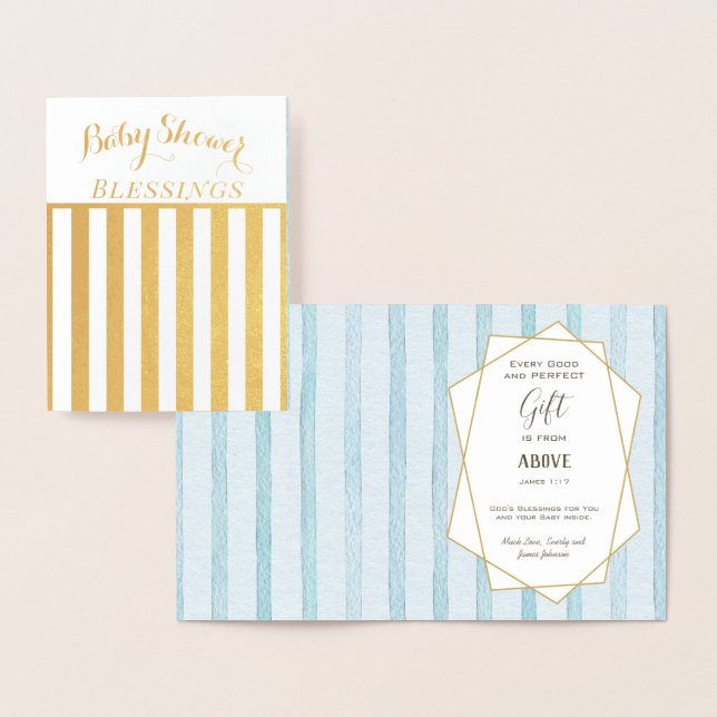 Carte Dorée Véritable huile d'or Baby shower Floral Bénédictio (Affichage)