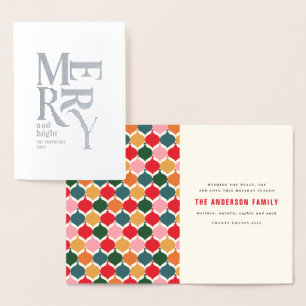 Carte Dorée Vintage joyeux et coloré plissé Chritsmas