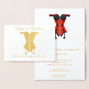 Carte Dorée Vous êtes Invitée Fête de lingerie de mariage