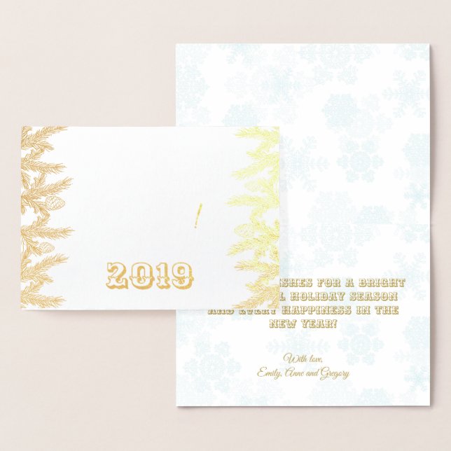 Carte Dorée Vrai or Joyeux Noël et Bonne Année (Affichage)
