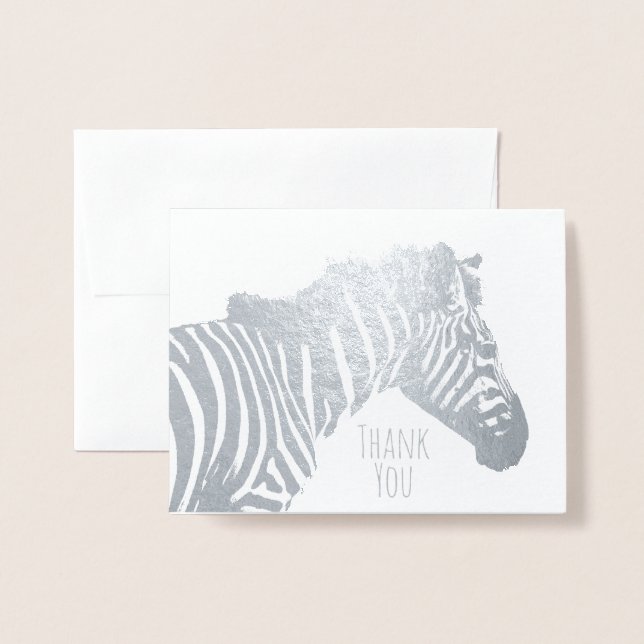 Carte Dorée Zebra Blank Toute Occasion Faune Argent (Devant avec enveloppe)