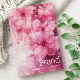 Carte d'oreille de fleurs d'aquarelle rose