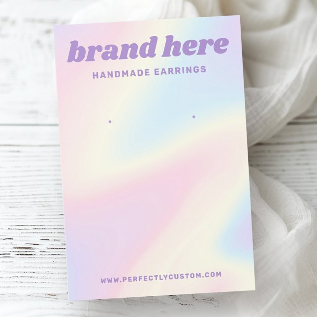 Carte d'oreille en violet pastel rétro (Retro pastel rainbow purple earring card)