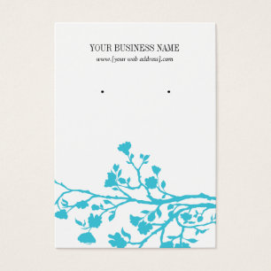 Carte d'oreille personnalisée Fleurs blanches bleu