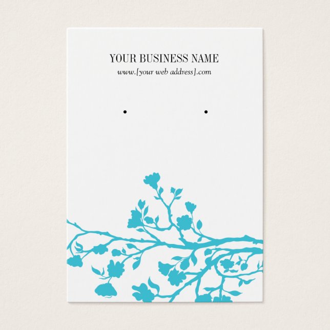 Carte d'oreille personnalisée Fleurs blanches bleu (Devant)