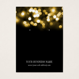 Carte d'oreille personnalisée Gold Black Bokeh Lig