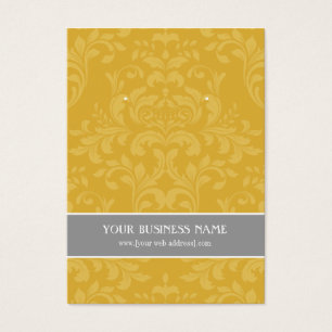 Carte d'oreille personnalisée Gold Grey Damask