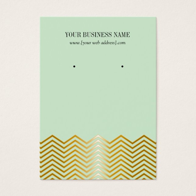 Carte d'oreille personnalisée Mint Green Gold Chev (Devant)