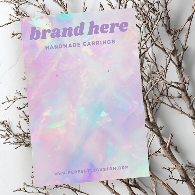 Carte d'oreille rose violet opale (Pink opal look earring card)