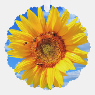 Carte d'ornement de Noël de tournesol jaune et d'a