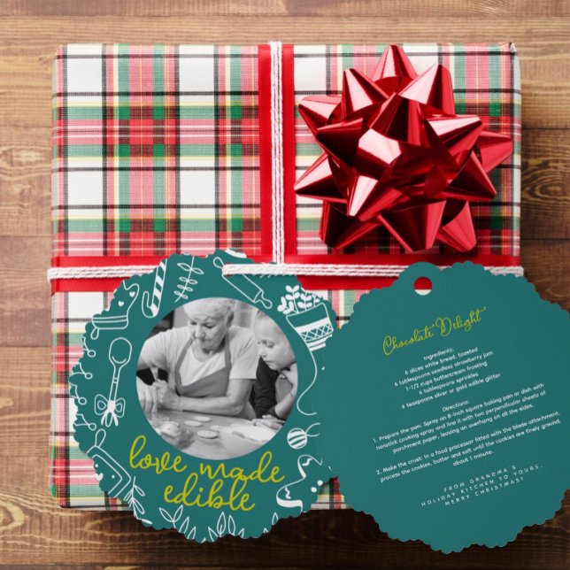 Carte d'ornement de Noël photo verte de vacances (Créateur téléchargé)