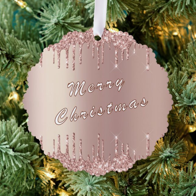 Carte d'ornement de Noël rose Parties scintillant  (Insitu (Arbre))