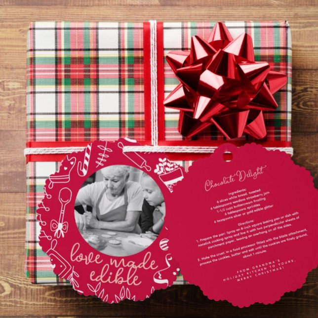 Carte d'ornement de pâtisserie Noël Red Photo (Créateur téléchargé)