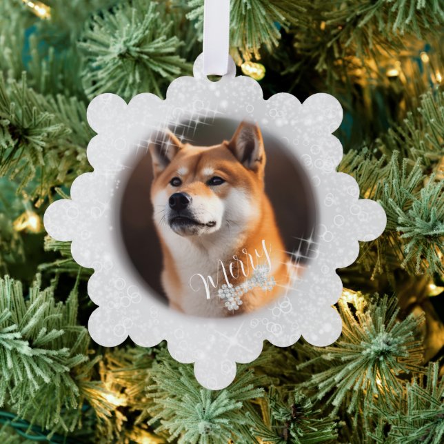 Carte d'ornement en argent de Noël pour animaux do (Insitu (Arbre))