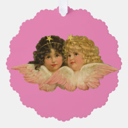 Carte d'ornement en papier Angels vintages