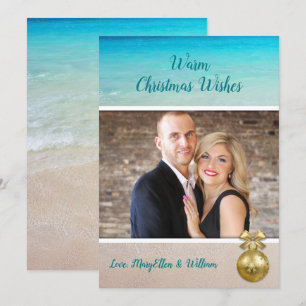 Carte d'ornement or Modèle photo de Noël de plage