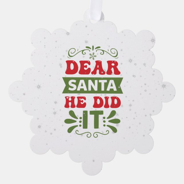 Carte d'ornement papier - Drôle Citation de Noël. (Recto)