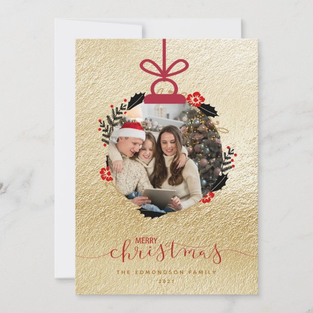 Carte d'ornement photo Gold Joyeux Noël (Devant)