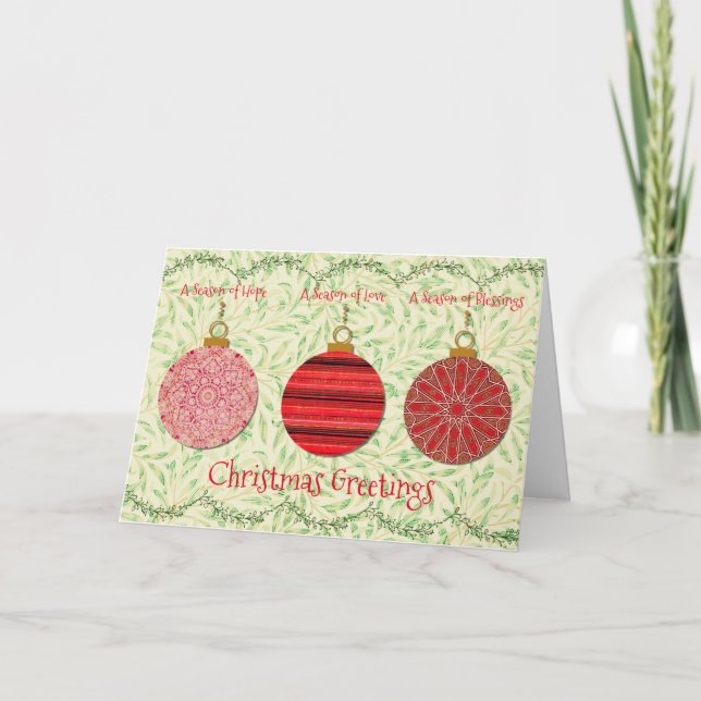 Carte d'ornements de Noël vintage (Devant)