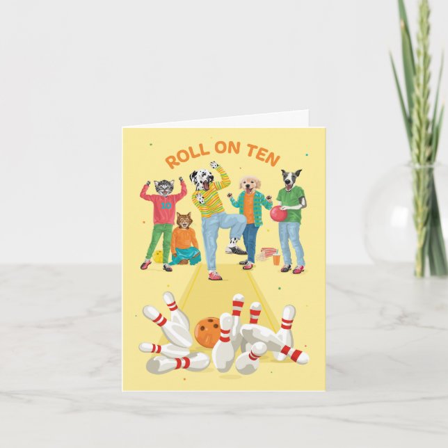 Carte Dotty Dog Roll sur Dix Pin Bowling Dixième anniver (Devant)