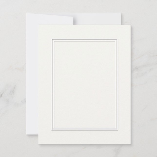 Carte Double Blanc Ombré Bordure sur Papier Blanc (Devant)