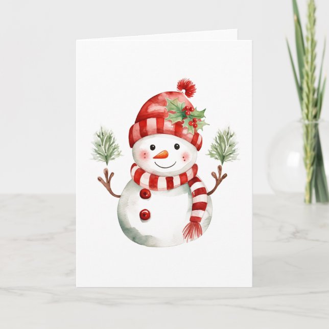 Carte double vierge Bonhomme de neige en pays merv (Devant)