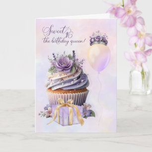 Carte Douce 16 ans, la Reine d'anniversaire Cupcake Viol