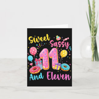 Carte Douce mignonne et onze 11e anniversaire doux donut