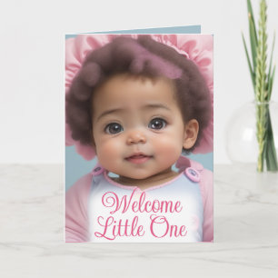Carte Douce petite fille afro-américaine Bienvenue Bébé