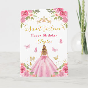 Carte Douce Princesse Rose Blonde de 16 ans