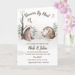 Carte Douche Par Courrier, Aquarelle Baby shower En Bois