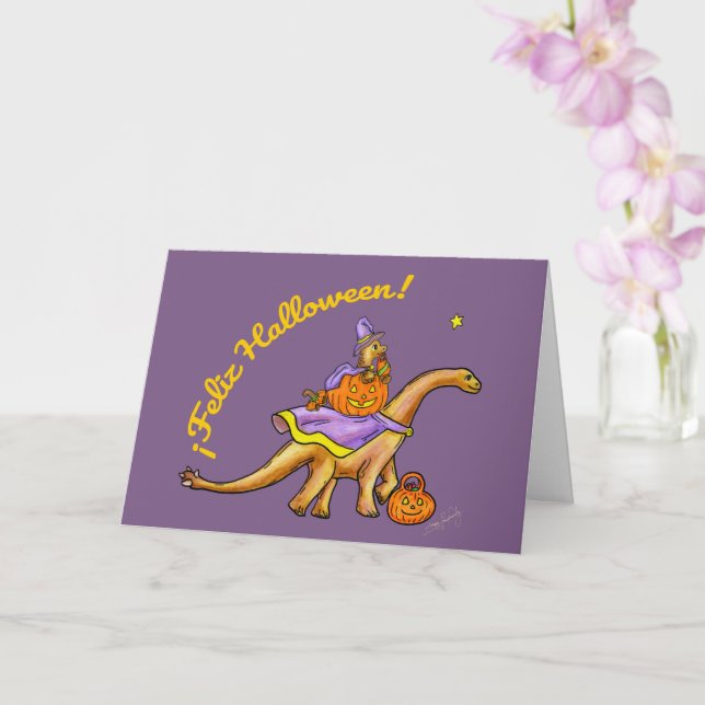 Carte Doux Dinosaur Hallowe'en (Orchidée)