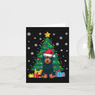 Carte Doux moche sapin de Noël éclaire Labradoodle chien