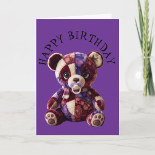 Carte Doux ours en patchwork câlin