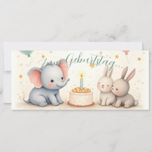 Carte Doux vœu d'anniversaire avec des amis animaux