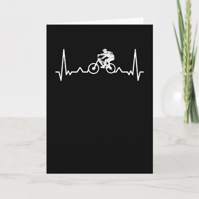 Carte Downhill Heartbeat Mountain Biker Drôle cadeau (Devant)
