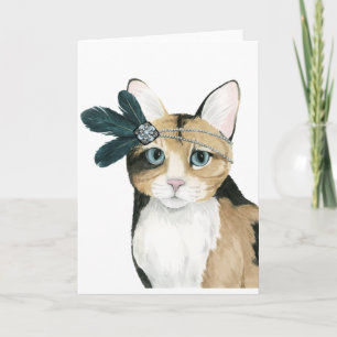 Carte Downton Cat Bejeweled With Feathers