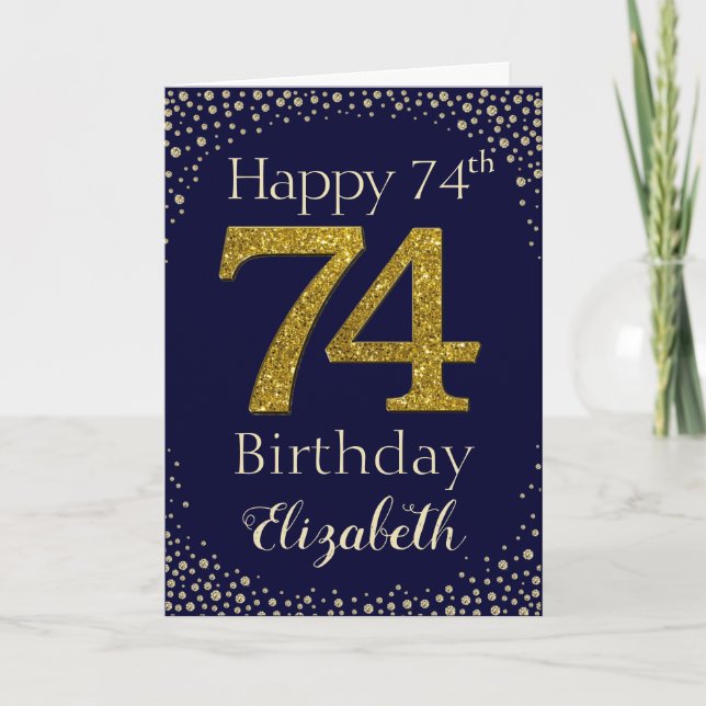 Carte d'Parties scintillant d'or 74e anniversaire (Devant)