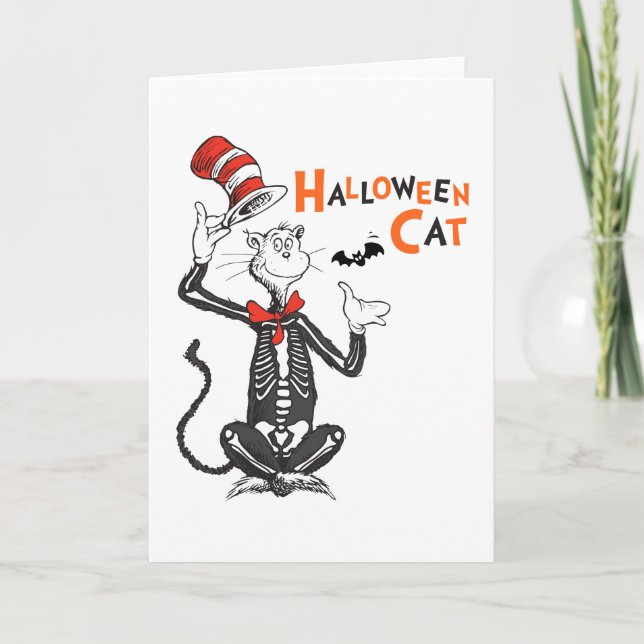 Carte Dr. Seuss | Chat Chapeauté Halloween (Devant)