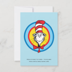 Carte Dr. Seuss   Graphisme de tête de Chat dans le Chap