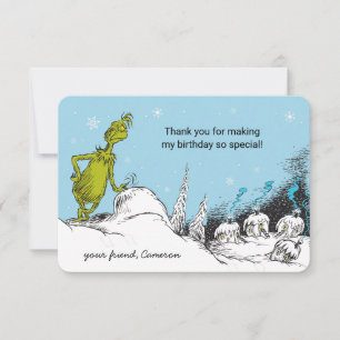 Carte Dr Seuss Grinch hiver Merci d'anniversaire