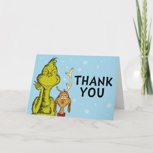 Carte Dr Seuss | Grinch hiver Merci d'anniversaire (Devant)
