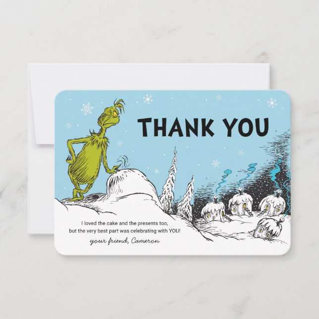 Carte Dr Seuss | Grinch hiver Merci d'anniversaire (Devant)