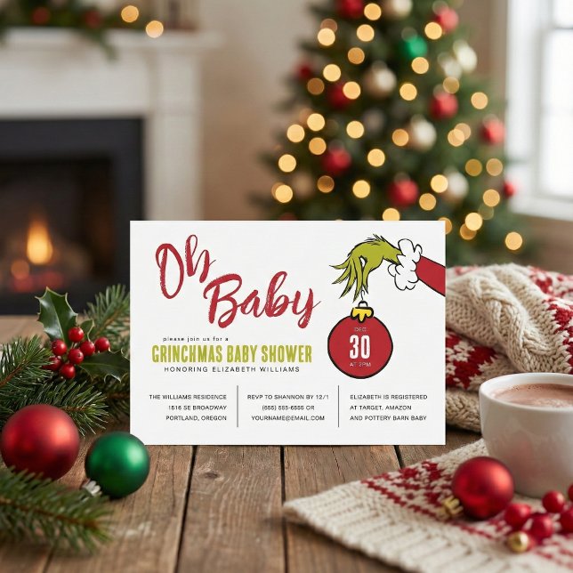 Carte Dr Seuss | Oh Baby Grinch Baby shower (Créateur téléchargé)