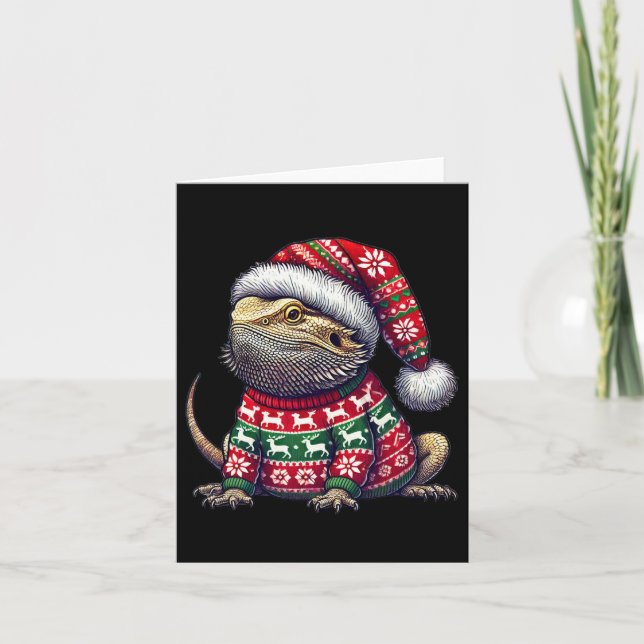 Carte Dragon à oreilles Douille moche Santa Hat Noël (Devant)