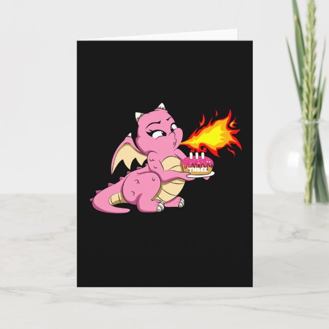 Carte DRAGON ANNIVERSAIRE 3 3e anniversaire fille mignon (Devant)