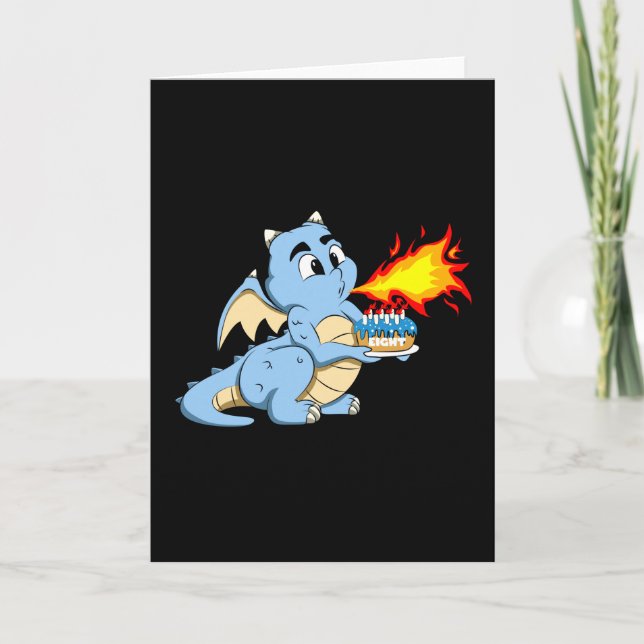 Carte DRAGON ANNIVERSAIRE 8 8e anniversaire Boy Cute Dra (Devant)